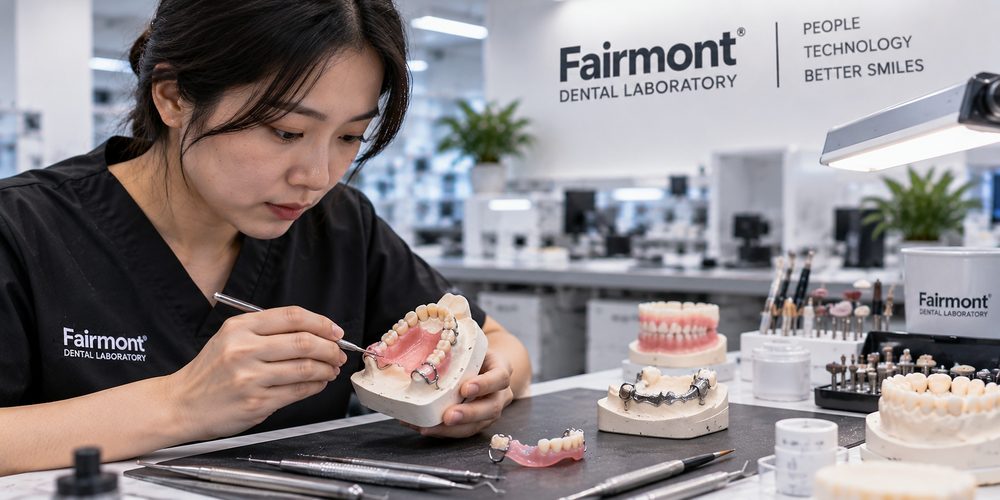 Removable partial denture at try-in stage on a model